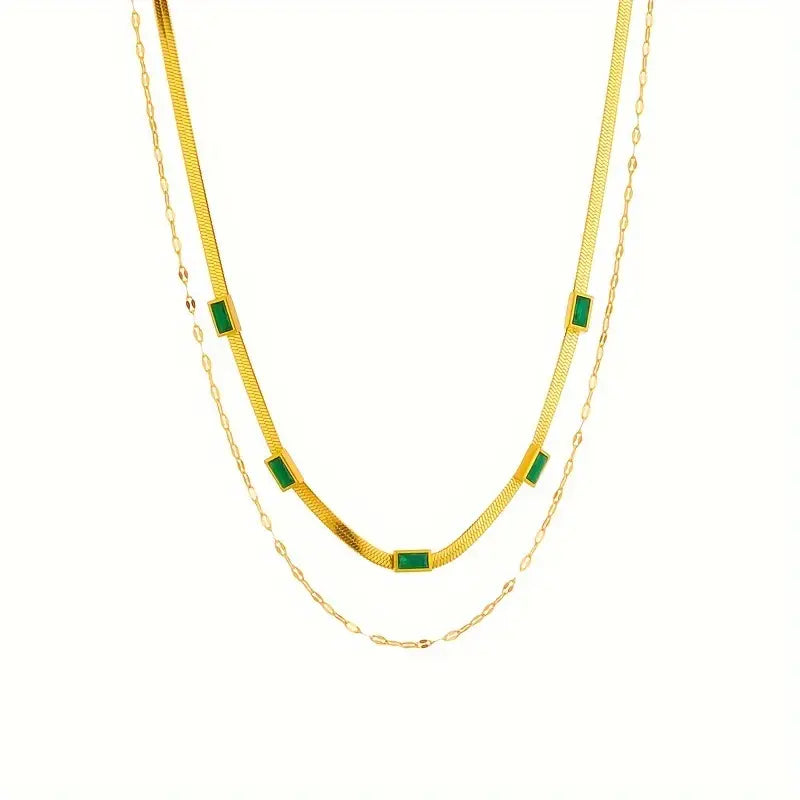 Sorella Double Strand Retro Necklace with Gemstone