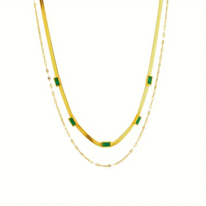 Sorella Double Strand Retro Necklace with Gemstone