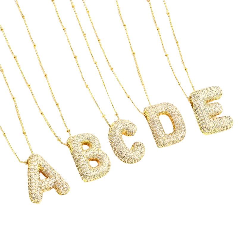 Bubble letter initial necklace