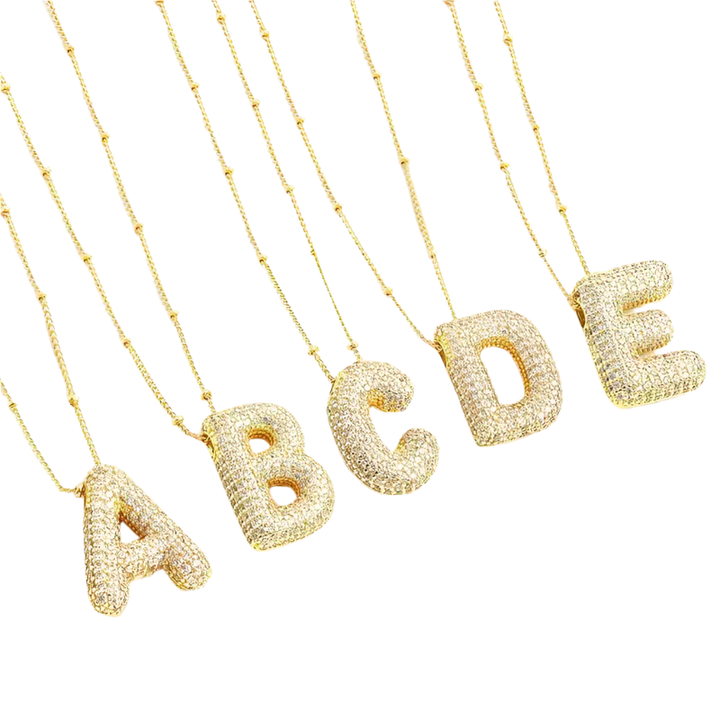 Bubble letter initial necklace