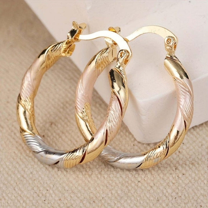 Vintage Round Hoop and Rose Earrings