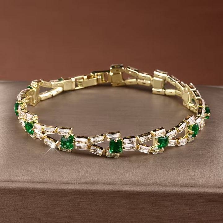 Green Link Tennis Bracelet
