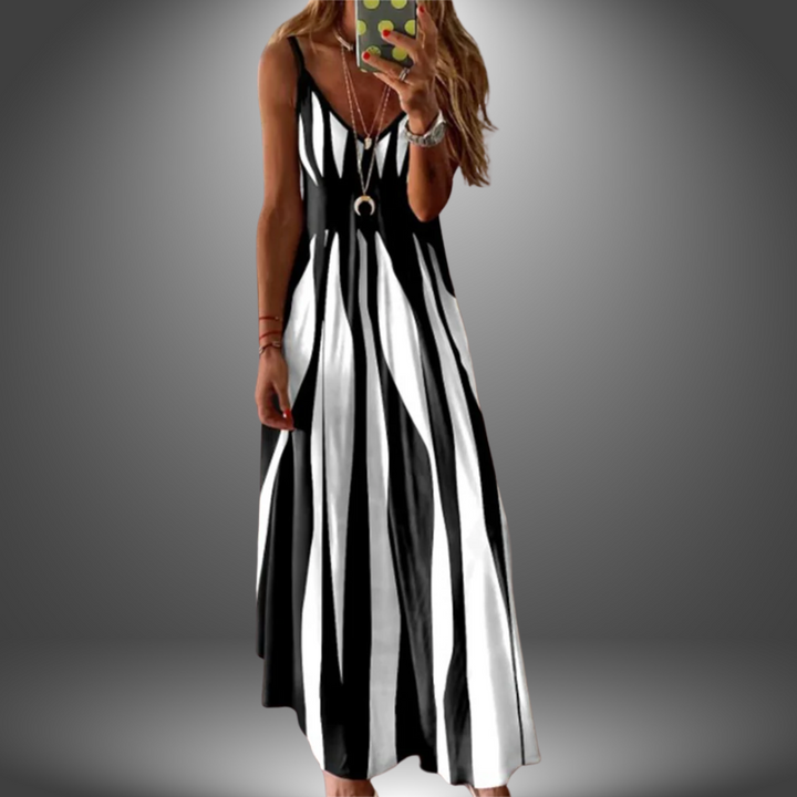 Aria - Elegant Sleeveless Striped Dress
