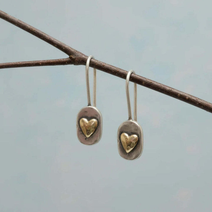 Vintage Inlaid Heart Earrings