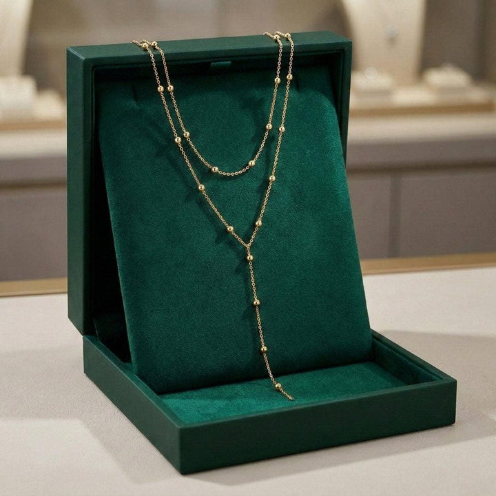 Double Layered Long Tassel Beads Necklace