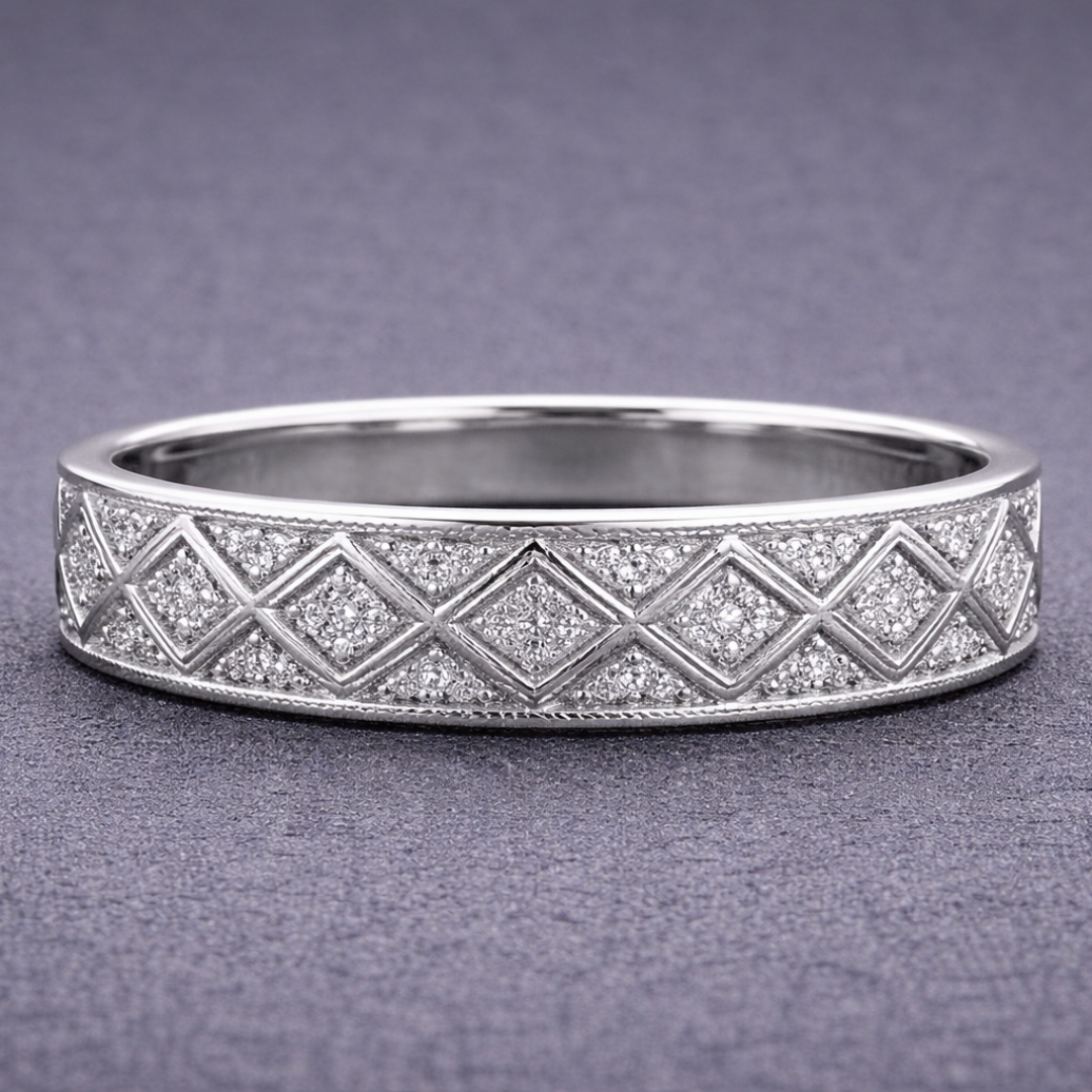 Timeless Silver Diamond Wedding Ring
