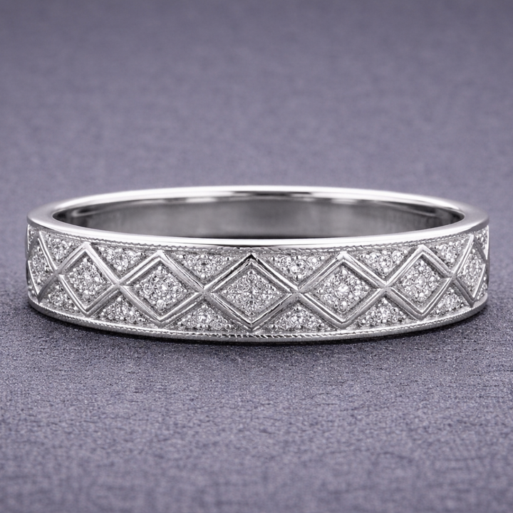 Timeless Silver Diamond Wedding Ring