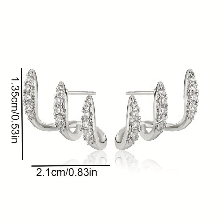 Elegant Rhinestone Three-Prong Earrings