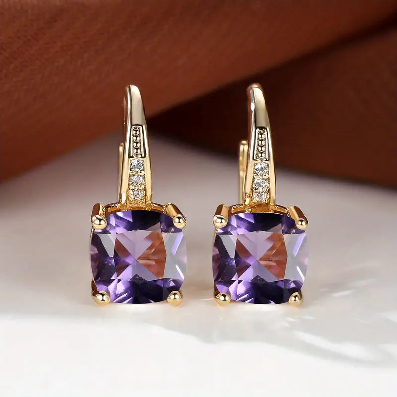 Mystic Sapphire Stone Hoop Earrings