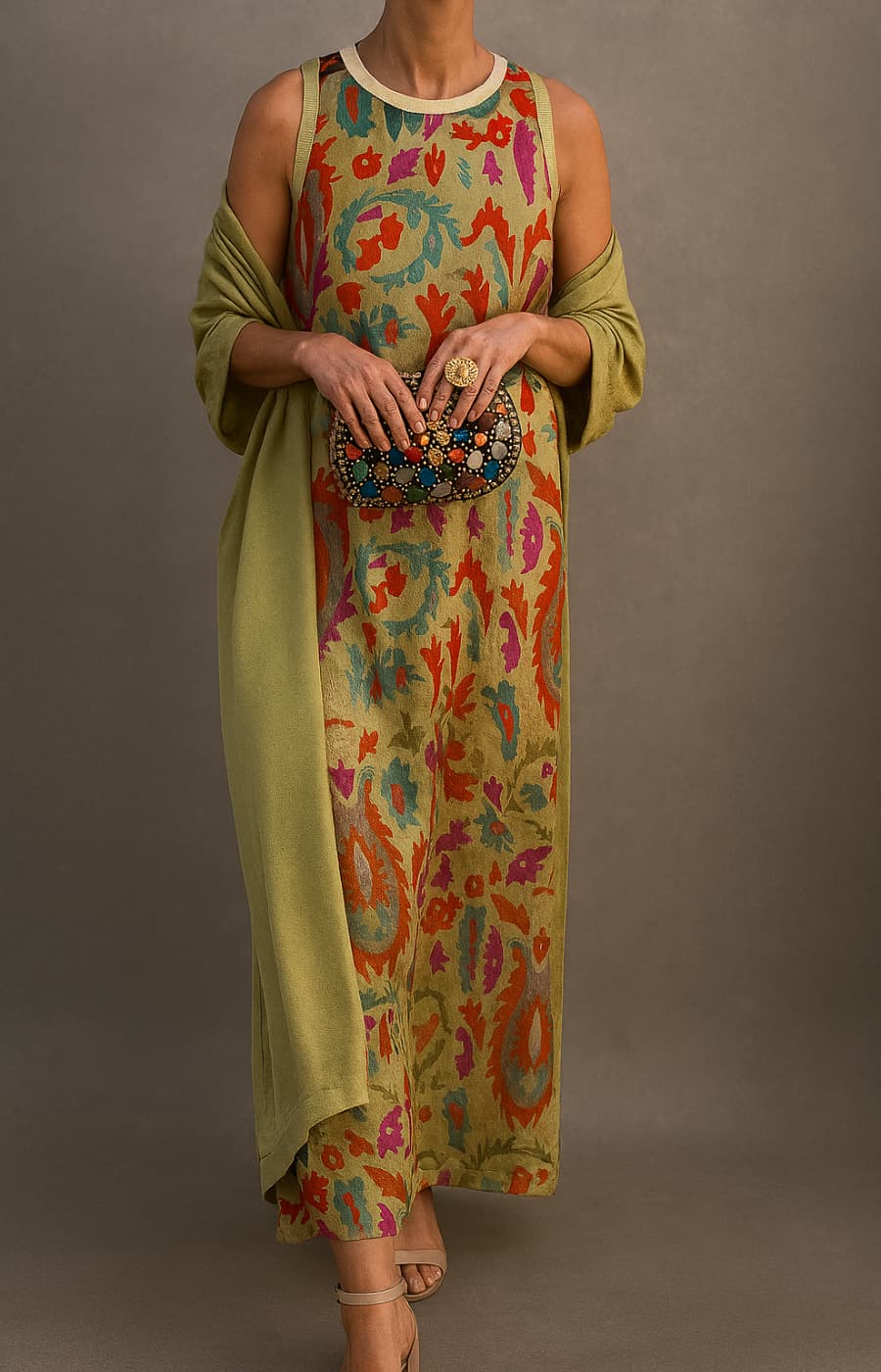 RAFFAELLA | Elegant Long Dress with Coordinated Stole and Refined Line for Special Events