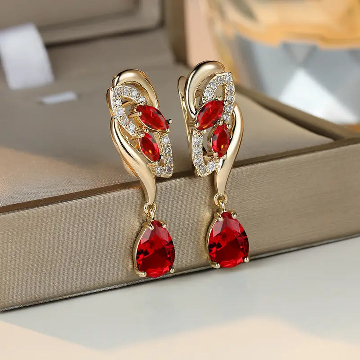 Ruby Teardrop Drop Earrings