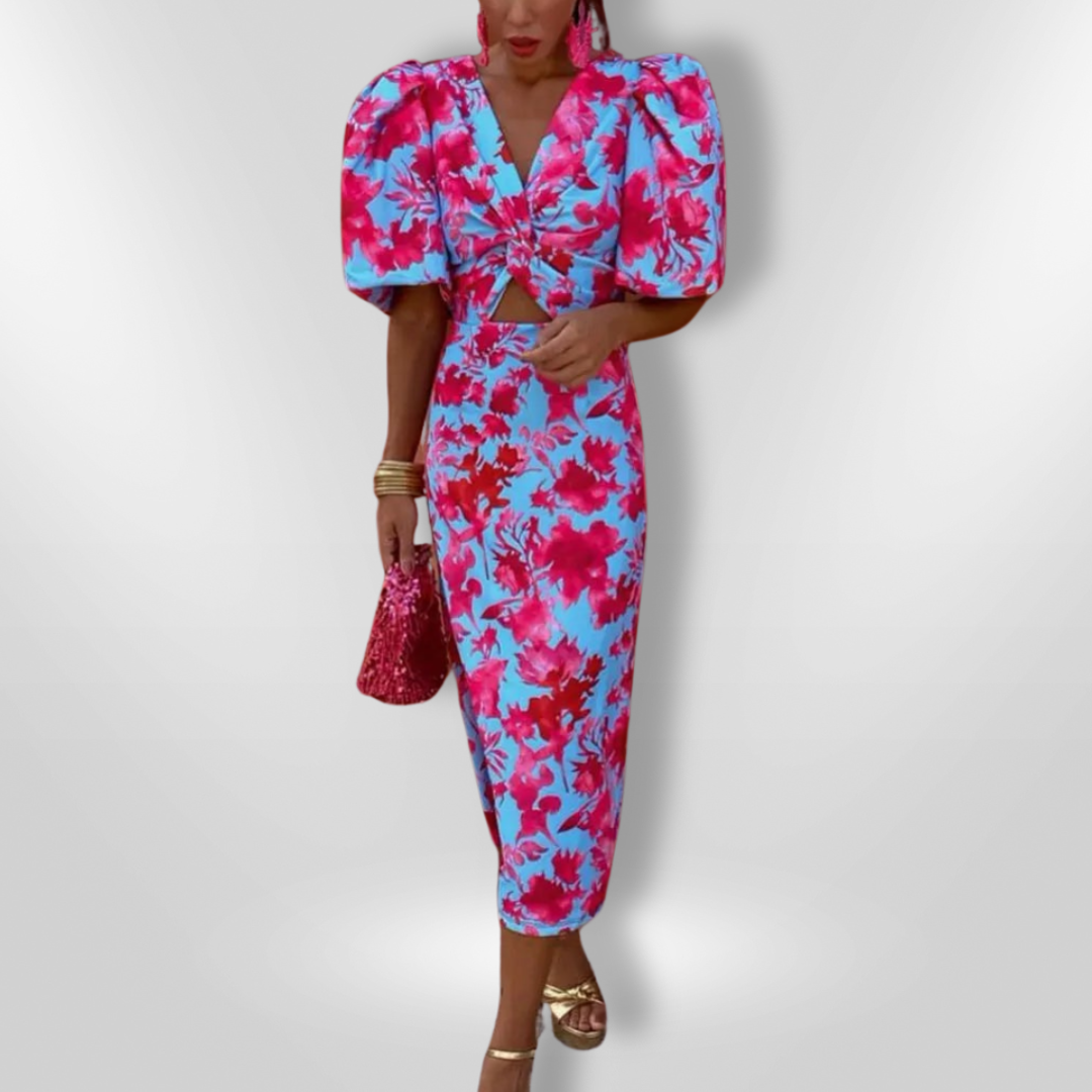 Arielle | Colorful Dress with Pleated Sleeves