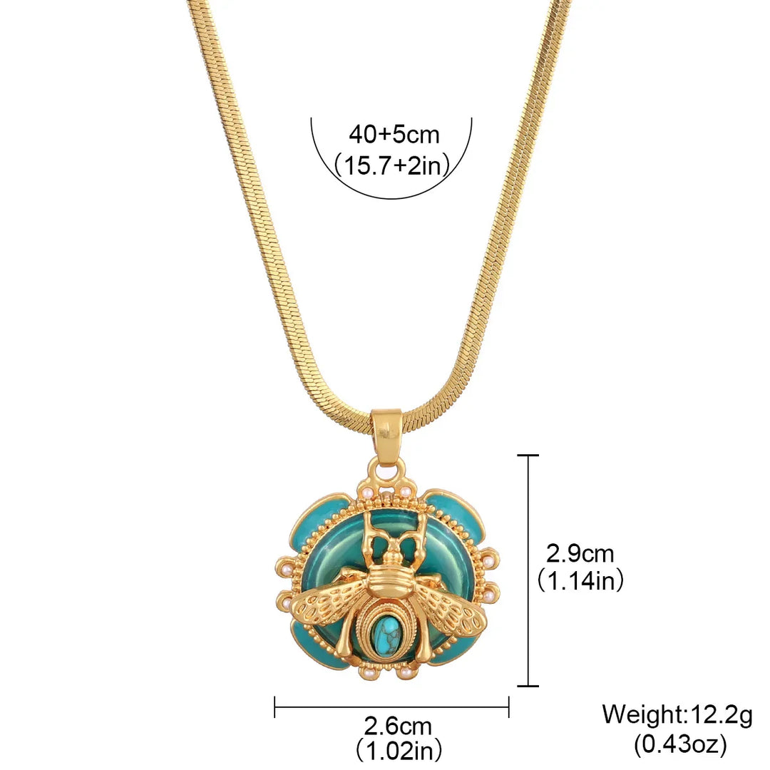 Chic Turquoise Bee Pendant Necklace