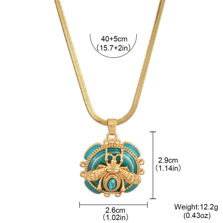 Chic Turquoise Bee Pendant Necklace