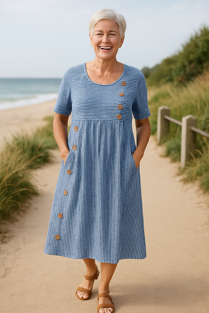 Brienne | Striped Midi Dress – Effortless Comfort, Confidence Every Day