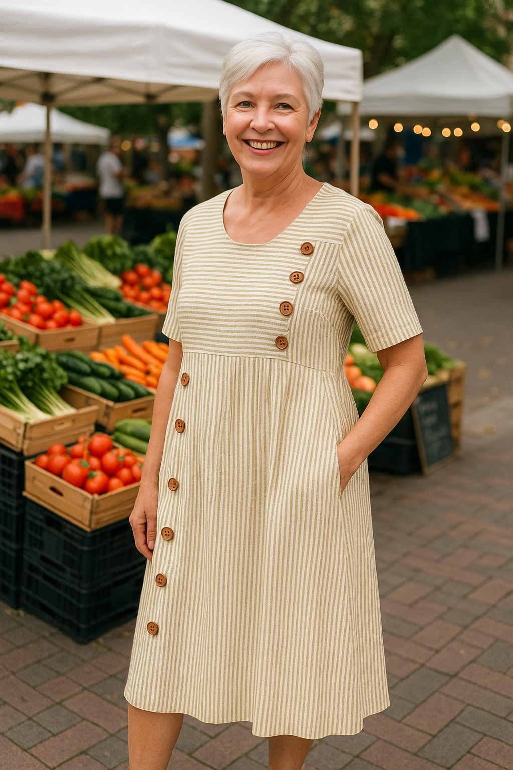 Brienne | Striped Midi Dress – Effortless Comfort, Confidence Every Day