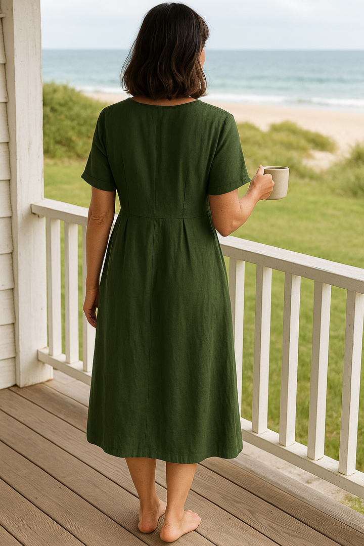 Anna | Cotton and Linen Midi Dress for Everyday