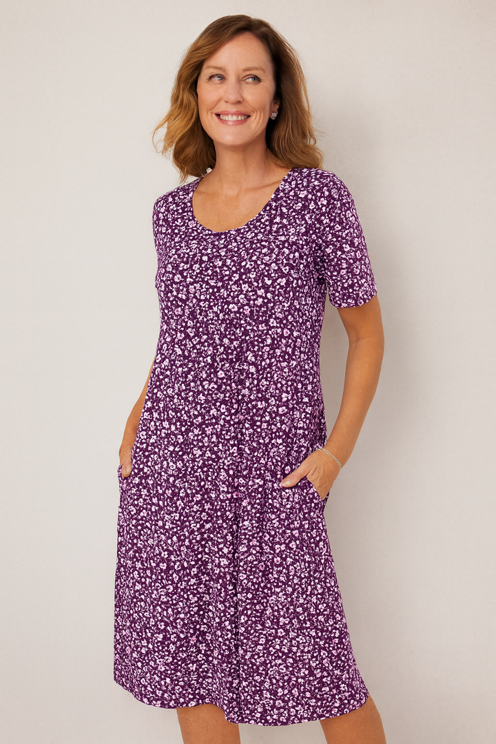 Maribelle | Effortless Floral Midi Dress - Covers Upper Arms and Belly