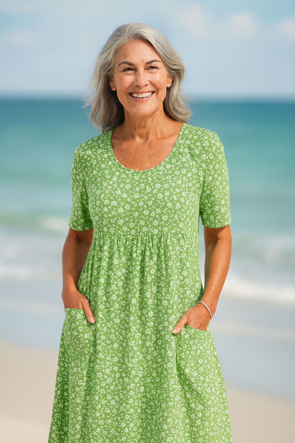 Maribelle | Effortless Floral Midi Dress - Covers Upper Arms and Belly