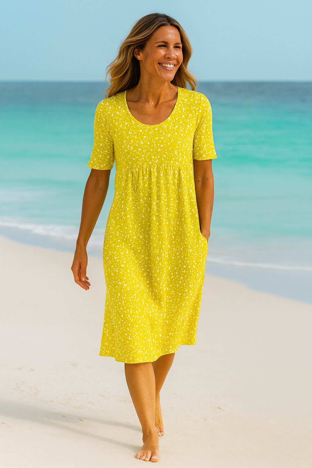 Maribelle | Effortless Floral Midi Dress - Covers Upper Arms and Belly