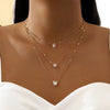 Three Pendant Necklace with Zirconia