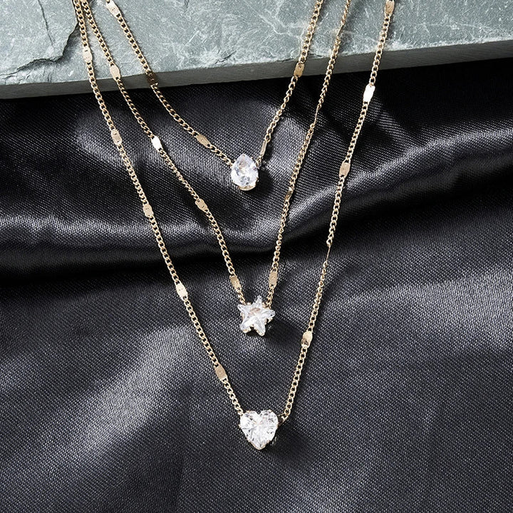 Three Pendant Necklace with Zirconia