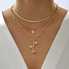 Rose and Moon Pendant Necklace