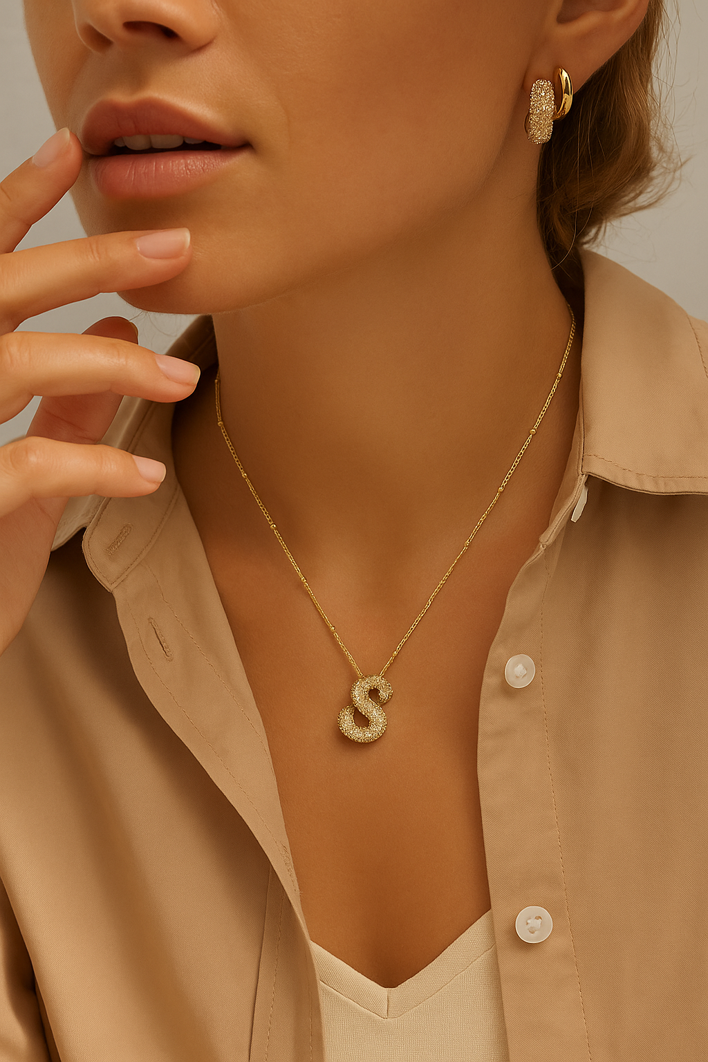 Bubble letter initial necklace