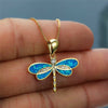 Sophisticated Opal Dragonfly Pendant Necklace