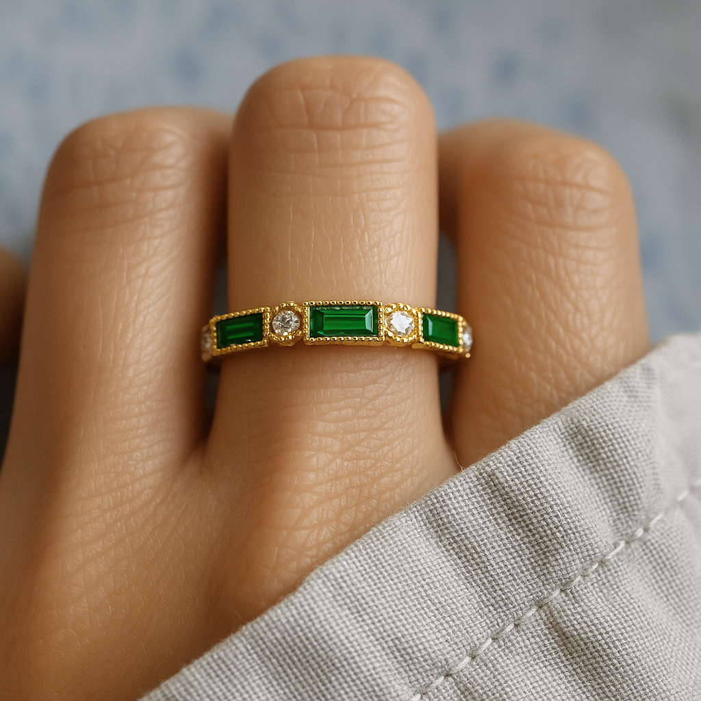 Alex - Green Inlaid Zirconia Ring