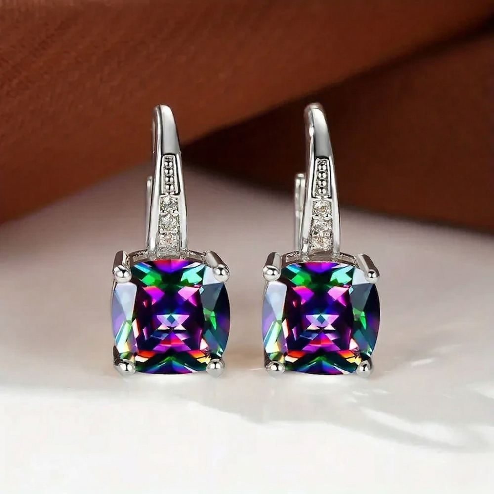 Mystic Stone Hoop Earrings