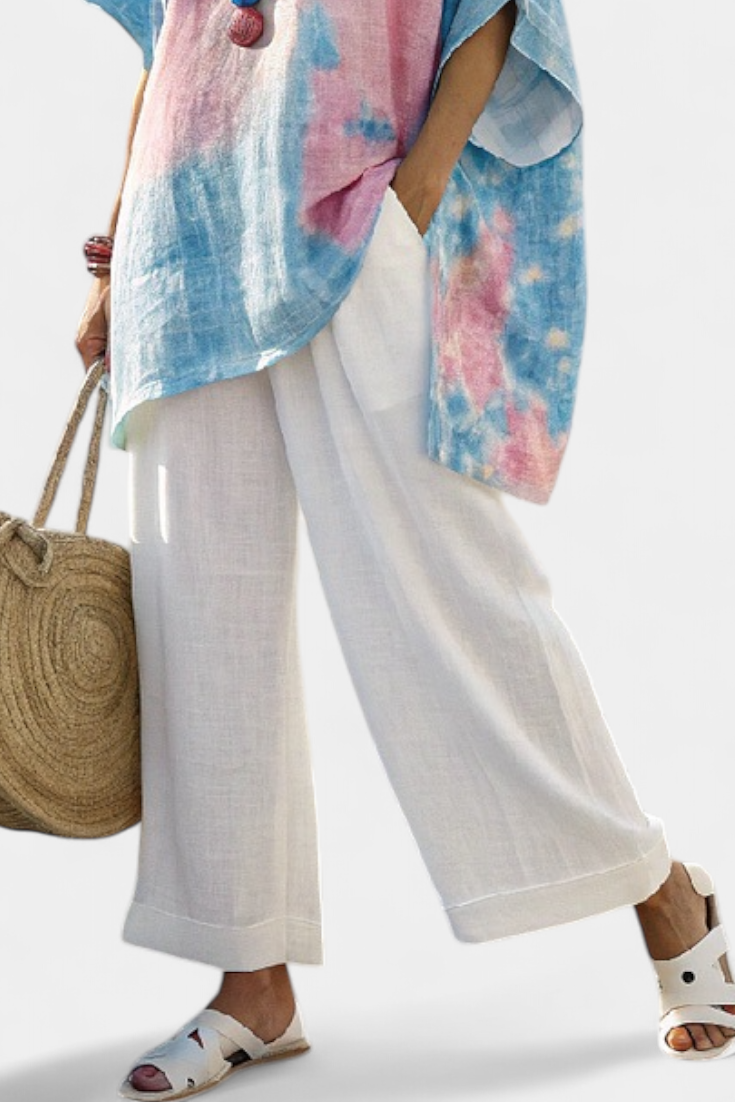 Vantrel | Comfortable and Relaxed Linen Top & Striped Bamboo Pants