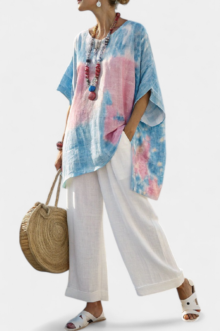 Vantrel | Comfortable and Relaxed Linen Top & Striped Bamboo Pants