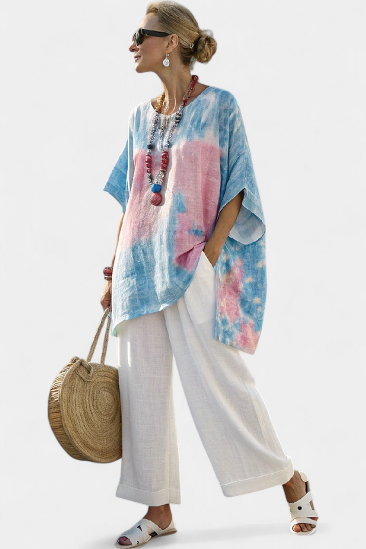 Vantrel | Comfortable and Relaxed Linen Top & Striped Bamboo Pants