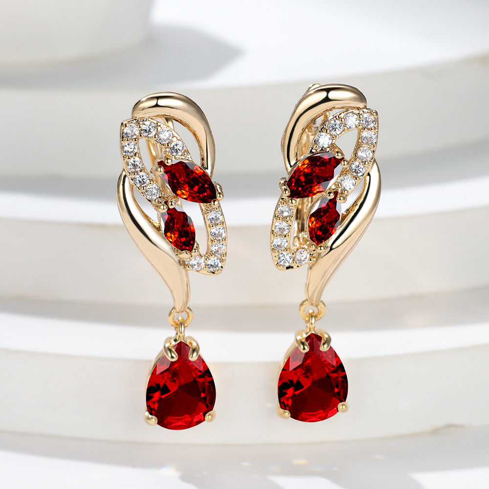 Ruby Teardrop Drop Earrings
