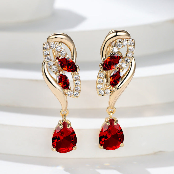 Ruby Teardrop Drop Earrings