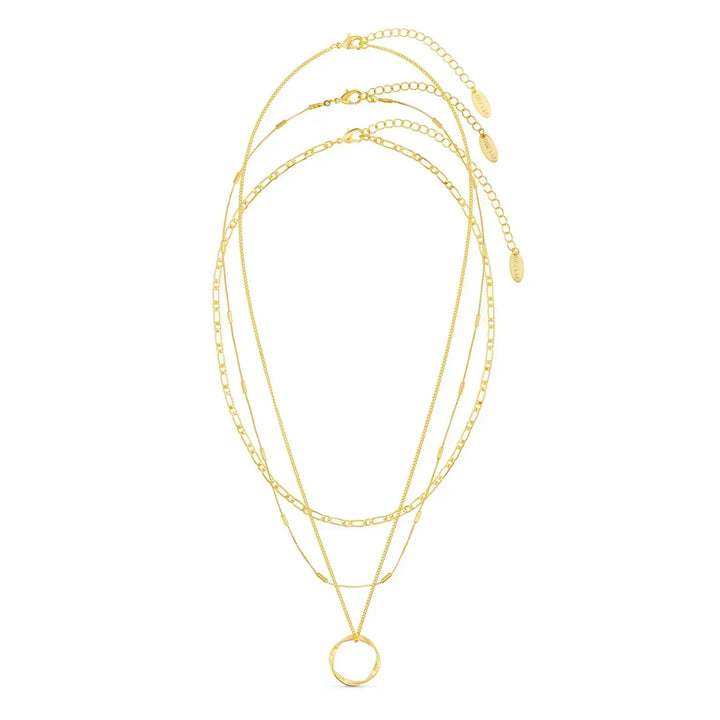 Three Row Open Circle Necklace