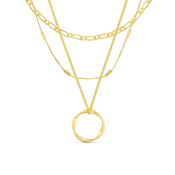 Three Row Open Circle Necklace