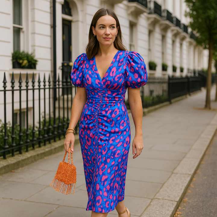 Arielle | Colorful Dress with Pleated Sleeves
