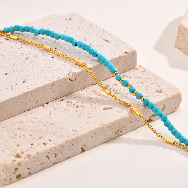 Timeless Double Chain Turquoise Bracelet