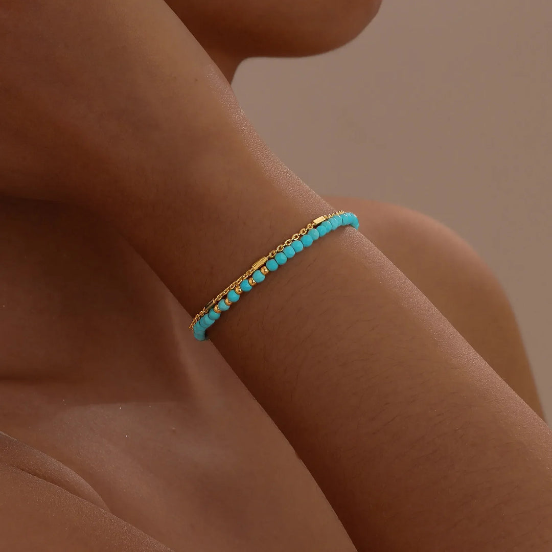 Timeless Double Chain Turquoise Bracelet
