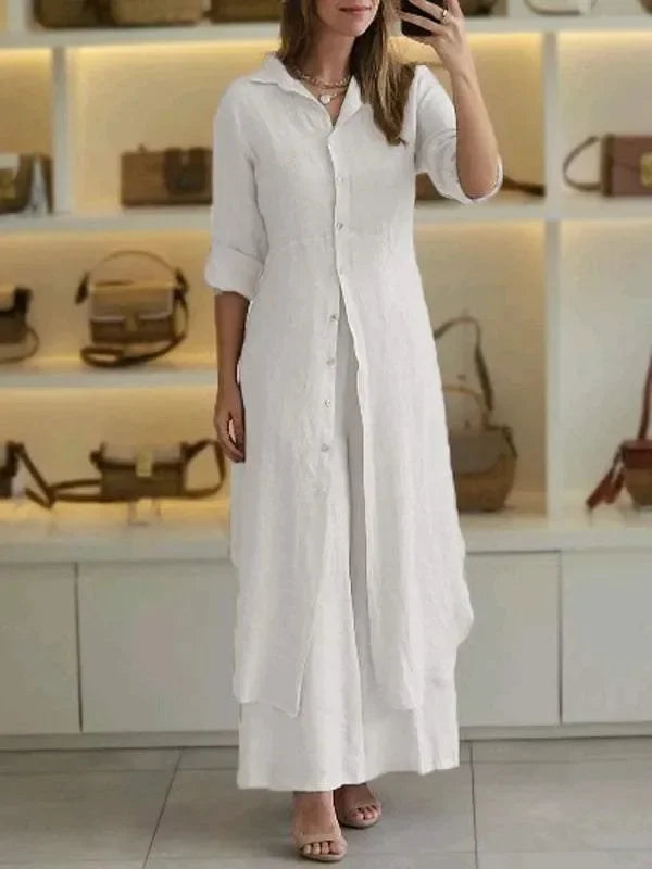 Alira – Relaxed Blouse Dress and Wide Leg Linen Pants