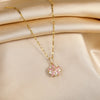Romantic Pink Sakura Necklace in Stainless Steel