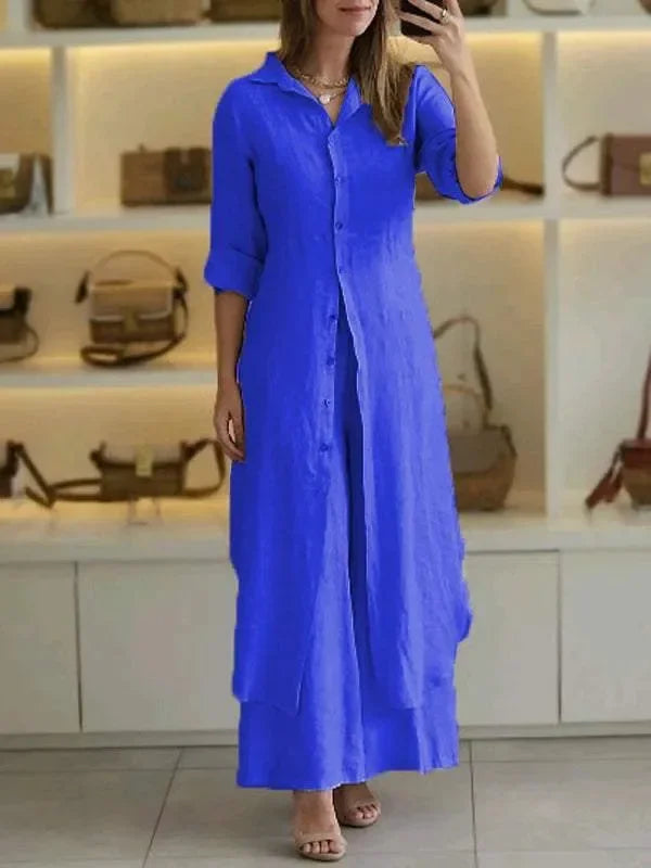 Alira – Relaxed Blouse Dress and Wide Leg Linen Pants
