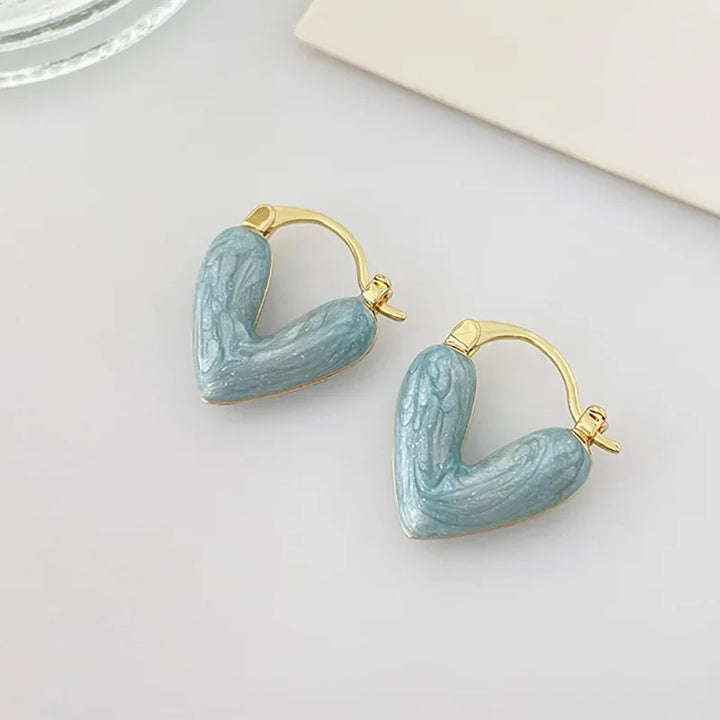Romantic Red Enamel Heart Earrings