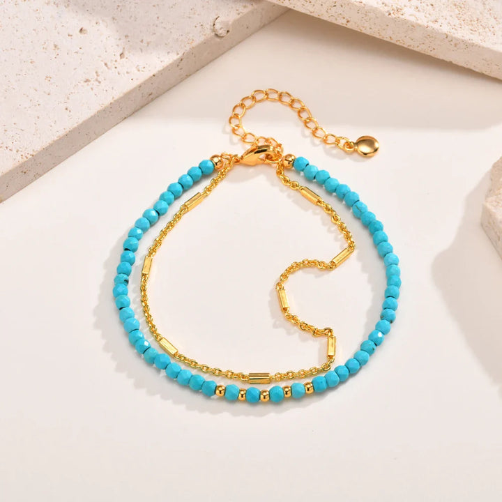 Timeless Double Chain Turquoise Bracelet