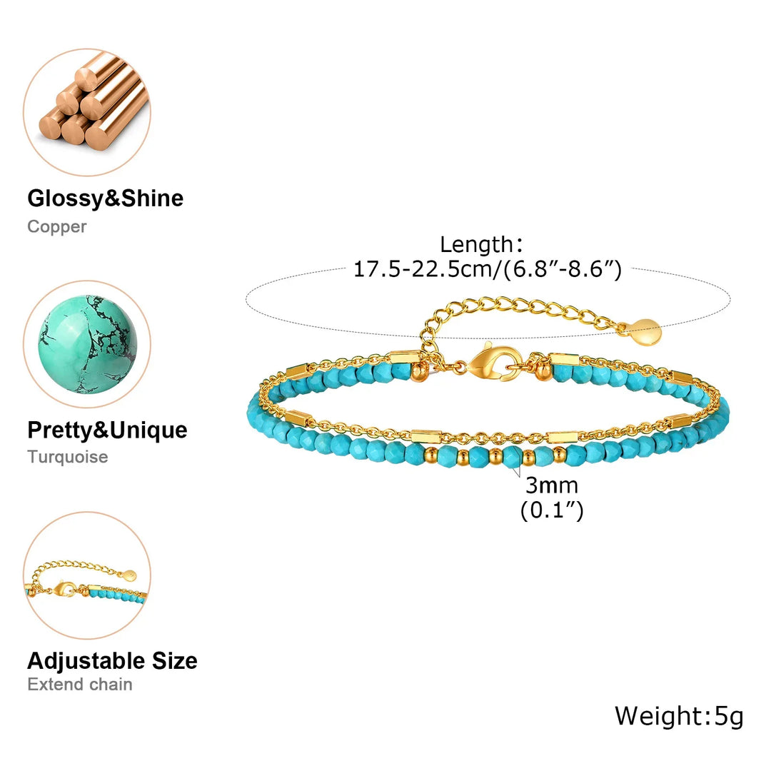 Timeless Double Chain Turquoise Bracelet