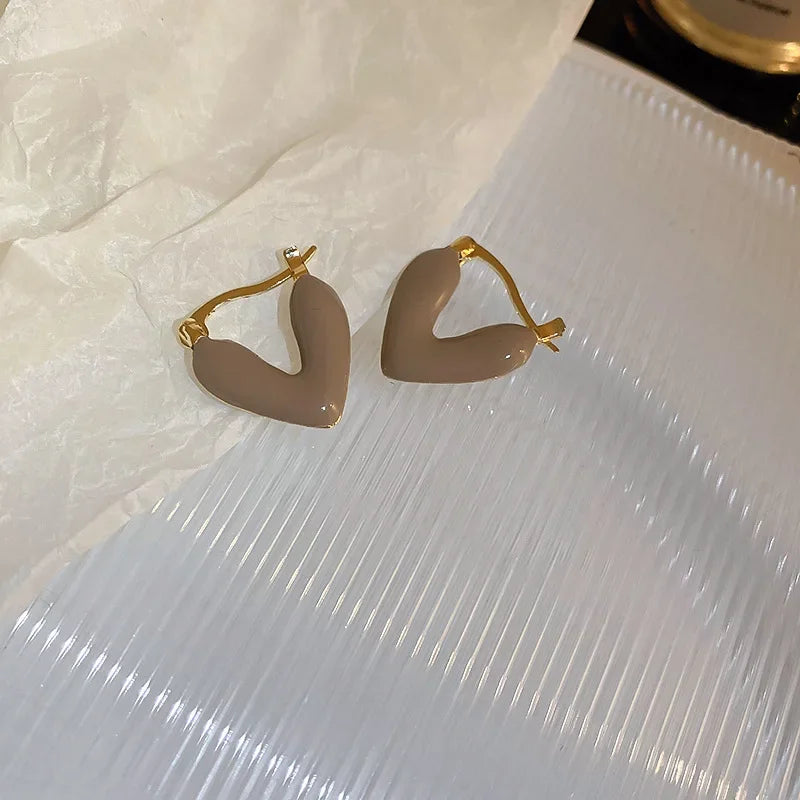 Romantic Red Enamel Heart Earrings