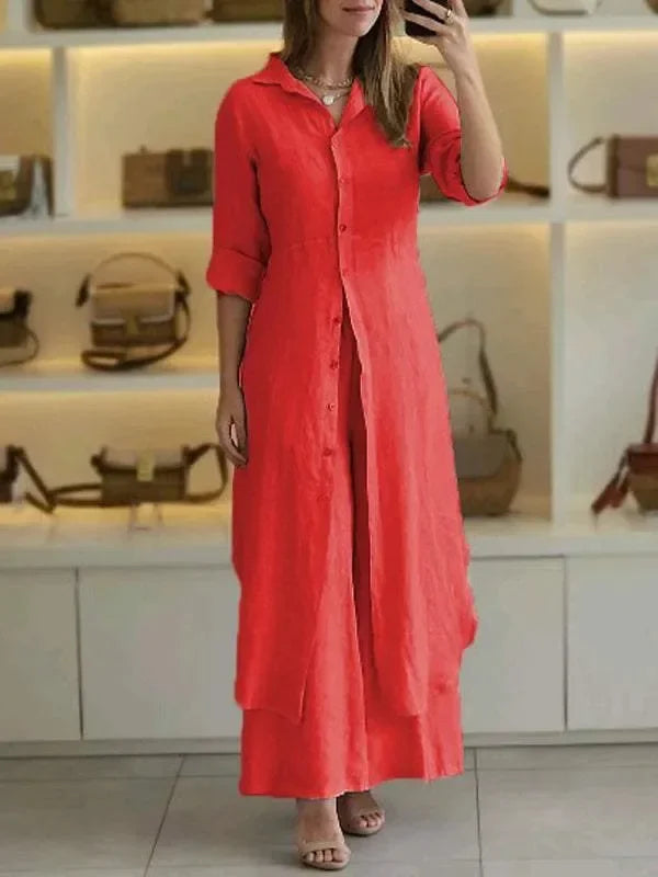 Alira – Relaxed Blouse Dress and Wide Leg Linen Pants