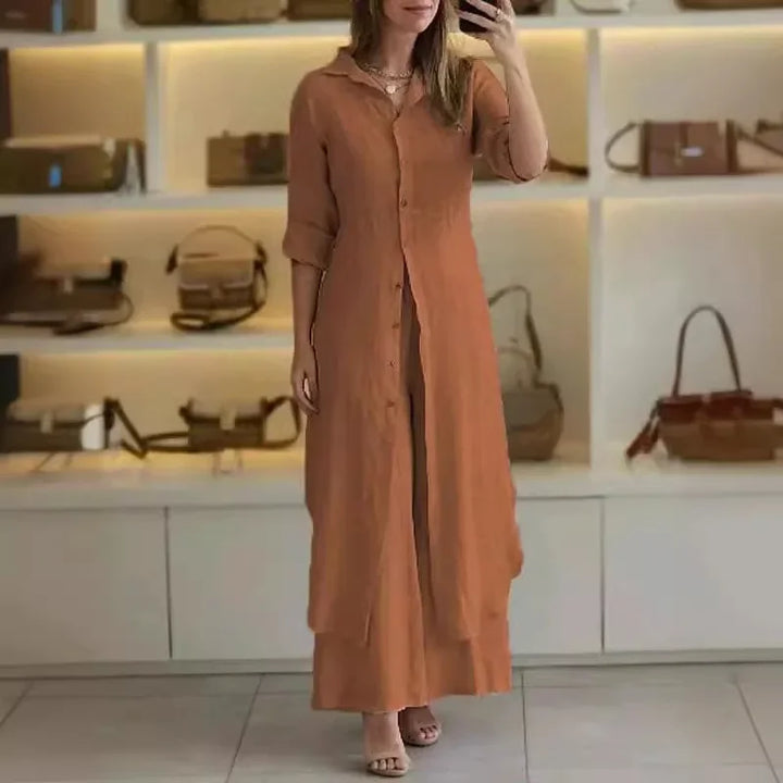 Alira – Relaxed Blouse Dress and Wide Leg Linen Pants